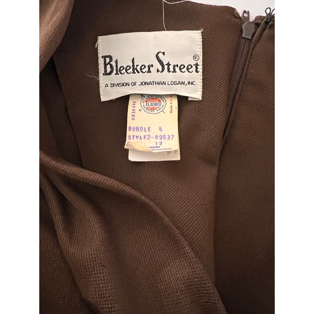 Vintage 70s Maxi Dress Bleeker Street USA Made ILGWU Brown Orange Size 12 - Picture 9 of 11